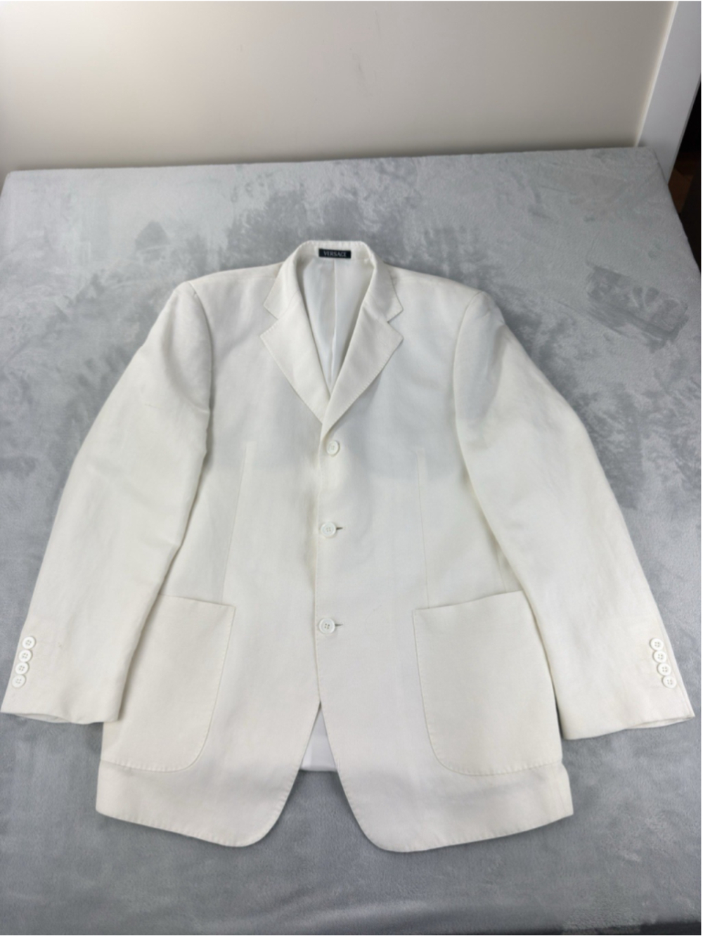 Vintage Gianni Versace 93% Linen 7% Wool Men 2 Piece Suit Set 56 Blazer/40 Pants - Picture 5 of 16